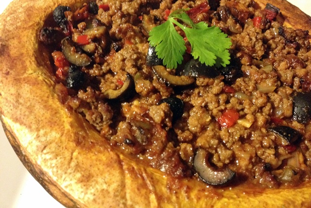 calabaza rellena con picadillo