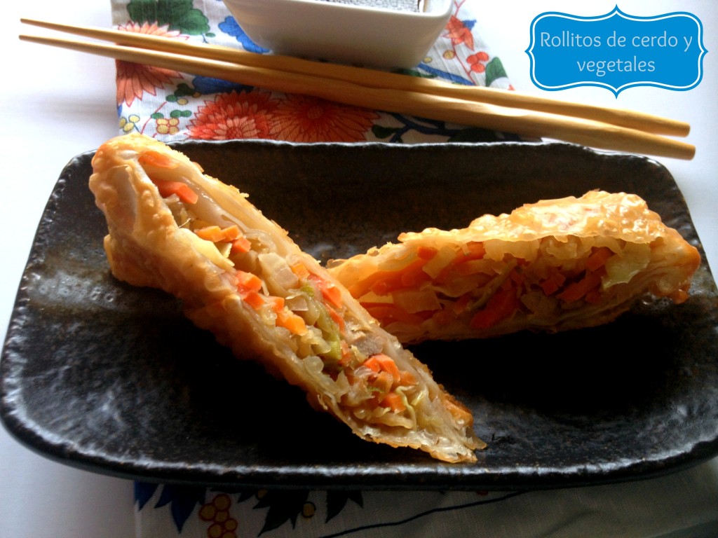 Rollitos de cerdo y vegetals