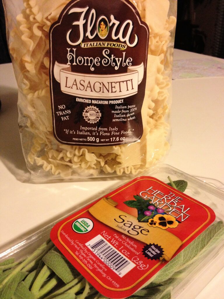 ingredientes lasagnetti con salvia